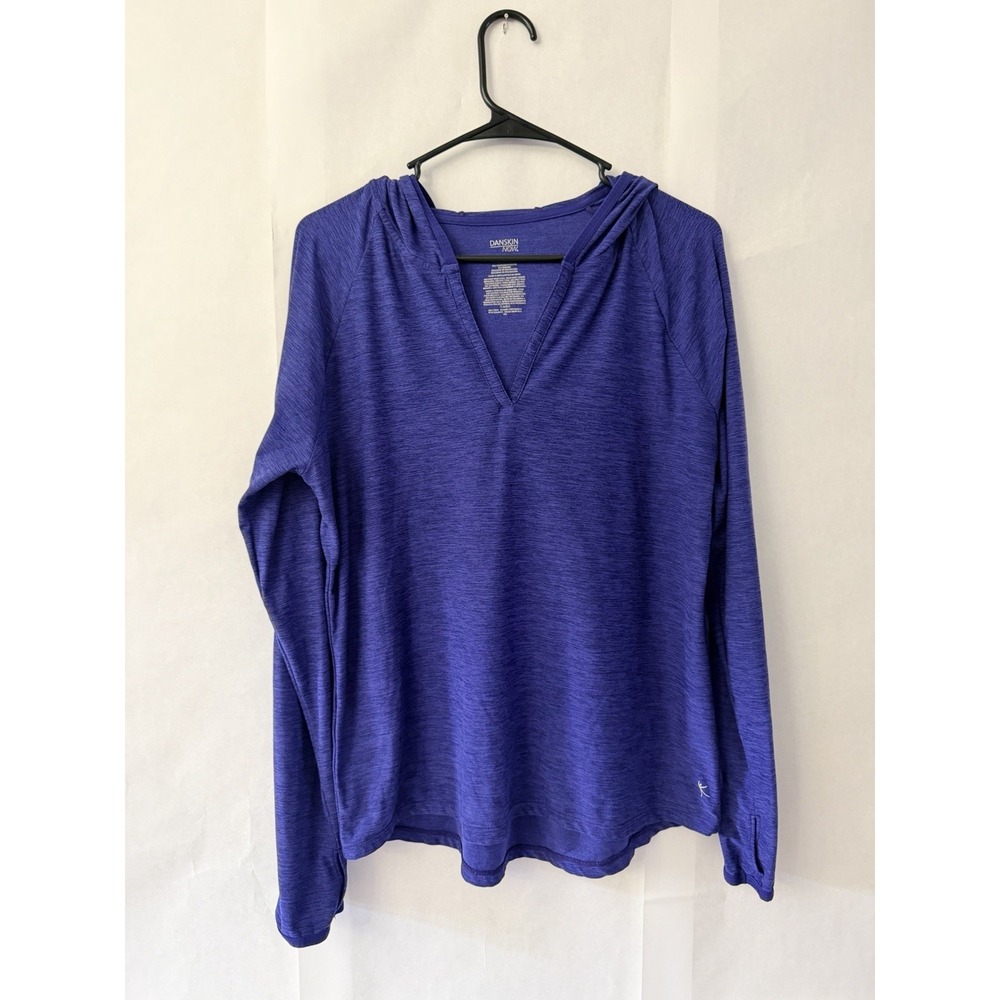 Danskin Now Women's Blue Activewear Pullover Hoodie Top Size L
